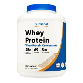 【Nutricost公式】 ホエイプロテイン コンセントレート 2.27 kg (5 LB) プレーン - ニュートリコスト WPC Whey Protein Concentrate Plain ホエイプロテイン 非遺伝子組み換え グルテンフリープロテインパウダー 運動サポート