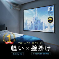 【期間限定セール4/10まで】プロジェクタースクリーン 80インチ ワイド 壁掛け 吊り下げ フック 高画質 4…
