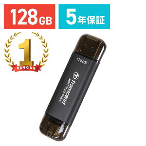 yő2000~OFFN[|zzzXeBbNSSD 128GB Transcend ESD310 |[^uSSD OtSSD USB3.2 Gen2 Type-A Type-C iPhone16Ή ubN TS128GESD310CylR|XΉz