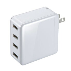 【訳あり 新品】USB充電器 4ポート 合計6A 高出力 スマホ タブレット対応ホワイトACA-IP54W サンワサプライ ※箱にキズ、汚れあり