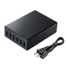 USB充電器 6ポート 合計12A 高耐久 スマホ タブレット対応 同時充電 ブラック ACA-IP67BK サンワサプライ