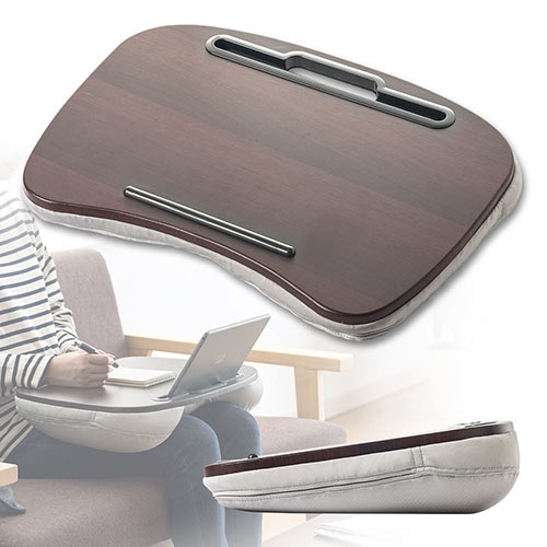 クッションテーブル 膝上 ラップトップ ノートPC タブレット 読書 車ベッド 食卓 テレワーク 自宅勤務 ブラウン  EEX-KOT02