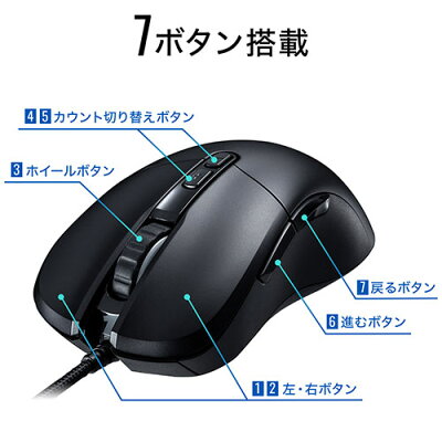 楽天市場 ゲーミングマウス 有線 Ir 光学式 100 100dpi キー割り当て Pmw3360センサー エルゴノミクス 400 Ma112 イーサプライ 楽天市場店