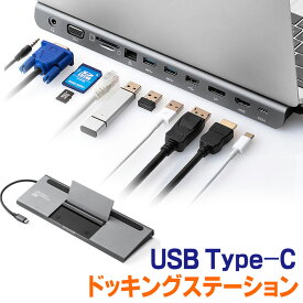 【ランク別最大P10倍＆最大3000円OFFクーポン】USB Type-Cドッキングステーション USB PD100W対応 USB3.2/3.1 Gen1 HDMI DisplayPort VGA 2画面同時出力 有線LAN カードリーダー EZ4-VGA017
