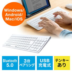 【最大3500円OFFクーポン配布中】Bluetoothキーボード 3台接続 ワイヤレスキーボード マルチペアリング Windows macOS Ios Android 配列切替可能 充電式 テンキー付き EZ4-SKB072