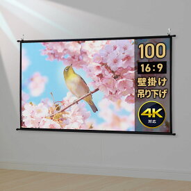 プロジェクタースクリーン 100インチ ワイド 壁掛け 吊り下げ フック 高画質 4K対応 大型 ロール 軽量 おすすめ EEX-PSK3-100HDK