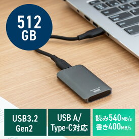 【最大2000円OFFクーポン配布中】ポータブルSSD コンパクトタイプ 512GB 小型 外付け Type-A/Type-Cケーブル付き USB3.2 Gen2 テレビ録画 PS5/PS4/Xbox Series X EZ6-USSDS512GB