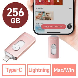 Lightning Type-C USBメモリ 256GB ピコナイザー Piconizer4 ローズゴールド iPhone Android 対応 Mfi認証 バックアップ iPad USB 10Gbps EZ6-IPLUC256GP