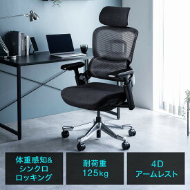 エルゴノミクスチェア メッシュチェア シンクロロッキング 4Dアームレスト 座面スライド式 ウレタンクッション 背もたれ上下調整 上下可動ヘッドレスト ランバーサポート 大型ナイロンキャスター EZ15-SNCM39