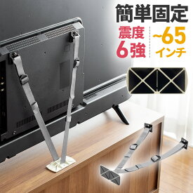 【最大2000円OFFクーポン配布中】テレビ転倒防止ベルト 両面テープ固定 VESA取付 穴あけ不要 65型対応 震度6強対応 簡単取付 日本製 地震対策 EEX-EQ02GY