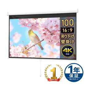 【期間限定セール10/1まで】【楽天1位受賞】プロジェクタースクリーン 100インチ 16：9 吊り下げ 天井 壁掛け ホームシアター 巻き上げ ロール式 防炎 おすすめ EEX-PST1-100HD