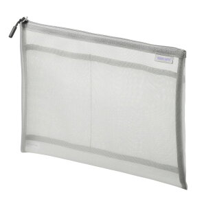 メッシュケース メッシュポーチ トラベルポーチ ナイロン素材 小物入れ 幅29.5/高さ22.5cm グレー IN-MS4GY サンワサプライ
