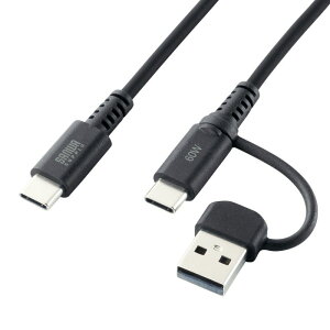 yő2000~OFFN[|zzzUSB Type-CP[u USB Aϊ 2in1 PD60W VRP[u USB2.0Ή 480Mbps 1m ubN KU-CCP60ACC10BK TTvCylR|XΉz