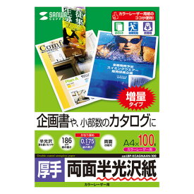 半光沢紙 カラーレーザー用 厚手 A4 100シート 企画書向き LBP-KCAGNA4N-100 サンワサプライ