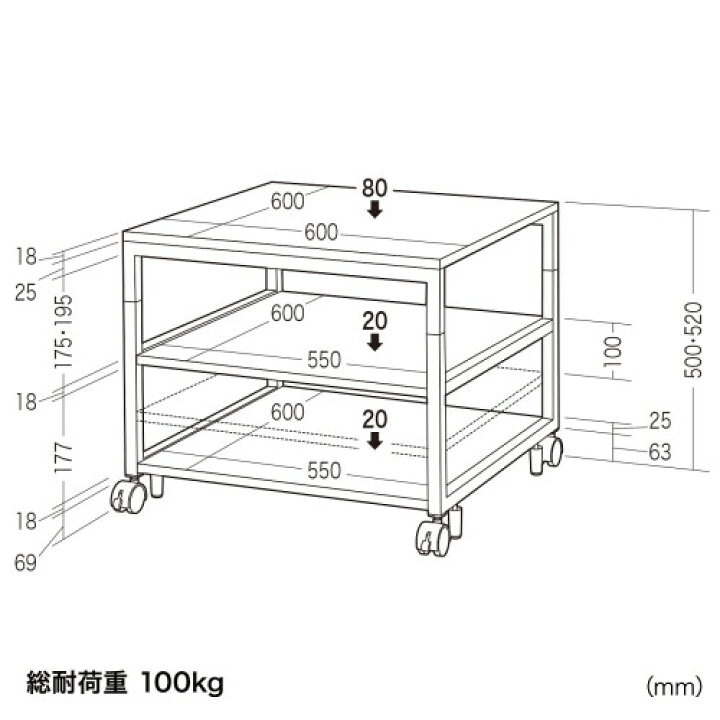 楽天市場】プリンタスタンド W600×D600×H500mm LPS-T6060L 