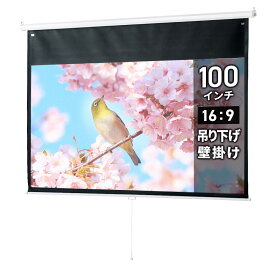 【4/20限定！抽選で100%P還元+全品P5倍】【訳あり 新品】プロジェクタースクリーン100インチ 16.9 吊り下げ 壁掛け 収納 大型 PRS-TS100HD サンワサプライ ※箱にキズ、汚れあり