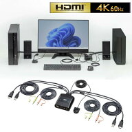【最大2000円OFFクーポン配布中】【訳あり 新品】パソコン自動切替器 2:1 自動切替 KVM 手元スイッチ付き…
