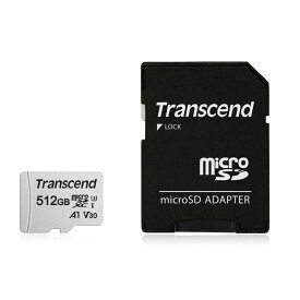 microSDXCカード Transcend 512GB Class10 UHS-I U3 UHS-I U1 V30 A1 SD変換アダプタ付き TS512GUSD300S-A【ネコポス対応】