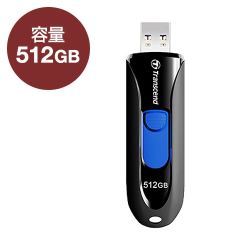USBメモリ 512GB Transcend 全商品オープニング価格 お求めやすく価格改定 USB3.1 Gen1 キャップレス TS512GJF790K ブラック ネコポス対応 790 JetFlash スライド式