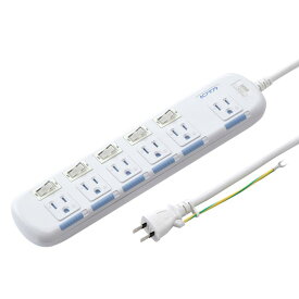 【4/20限定！抽選で100%P還元+全品P5倍】【訳あり 新品】省エネ電源タップ 3P 6個口 一括集中スイッチ 個別スイッチ 5m トラッキング火災予防 ACアダプタ対応 TAP-S10N2-5 サンワサプライ ※箱にキズ、汚れあり