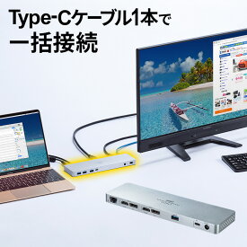 【訳あり 在庫処分】ドッキングステーション USB Type-C専用 HDMI/DisplayPort対応 PD対応 セルフパワー 4K対応 アルミ USB-CVDK6 サンワサプライ