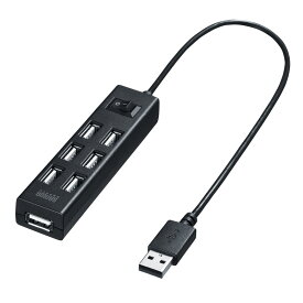 【訳あり 新品】USB2.0ハブ 7ポート 一括スイッチ 超コンパクト ブラック USB-2H702BKN サンワサプライ ※箱にキズ、汚れあり
