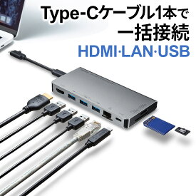 【訳あり 新品】USB Type-C ドッキングハブ HDMI LANポート カードリーダー搭載 USB-3TCH14S2 サンワサプライ ※箱にキズ、汚れあり
