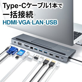 【最大2000円OFFクーポン配布中】【訳あり 新品】USB Type-Cドッキングステーション HDMI/VGA対応 USB-CVDK8 サンワサプライ ※箱にキズ、汚れあり