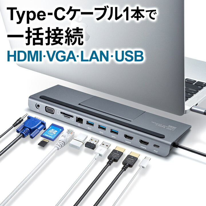 楽天市場】USB Type-Cドッキングステーション HDMI/VGA対応 USB-CVDK8 