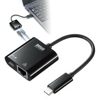 【最大2000円OFFクーポン配布中】【訳あり 新品】USB3.2 TypeC-LAN変換アダプタ PD対応 ブラック USB-CVL…