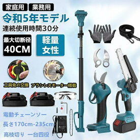 高枝切り 電動チェーンソー マキタ バッテリー対応 剪定ハサミ 切断径30mm 電動 強 伸縮式延長ポールの長さ170cm-235cm 高枝切りバサミ