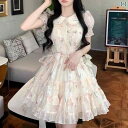 ティアードワンピース 大人可愛い ロング丈 フレアワンピース レディース 体型カバー ゆるシルエット シフォン風 軽やか 春 夏 秋 上品 ナチュラル おしゃれ カジュアル 休日コーデ お出かけ 涼しい