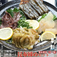 【送料無料】富山の昆布締め 選べる4品セット 刺身 昆布〆 自由選択 白えび かじき ひらめ 他 醤油付選択…