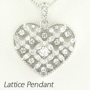 ハート ネックレス ダイヤ ペンダント レディース ダイヤモンド アンティーク 透かし 格子 重ね プラチナ pt900 オータムセール