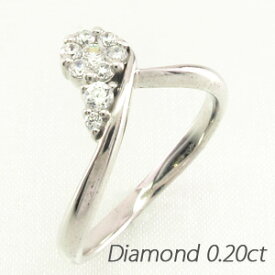 【10%OFF】ダイヤモンド リング 指輪 レディース V字 Vライン カーブ ミステリー プラチナ 0.2カラット