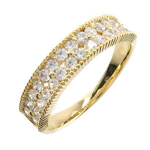 ダイヤモンド パヴェ リング 指輪 レディース フラワー 花 アンティーク ミル打ち 透かし ゴージャス k18 18k 18金 ゴールド 0.5カラット オータムセール