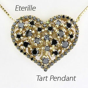 ブラックダイヤモンド ハート ネックレス ダイヤ ペンダント レディース ダイヤモンド アンティーク ゴージャス 透かし 2段 重ね 両吊り ゴールド k18 18k 18金 オータムセール