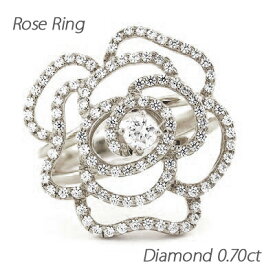 【10%OFF】ダイヤモンド リング 指輪 レディース ローズ バラ 薔薇 フラワー k18 18k 18金 ゴールド 0.7カラット