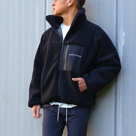 ARMYRICH アーミーリッチ スタンドネックフルジップボアフリース BLK (ブラック) 送料無料 トップス ボアジャケット メンズ 秋冬 ハイネック スタンドネック オーバーサイズ ビッグシルエット ゆったり ユニセックス レディース ペアコーデ