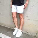 ストレッチダンボールショーツ WHITE (ホワイト) 春夏新作 メンズファッション ボトムス ハーフパンツ ショートパンツ 無地 スエット ストレッチ素材 大人カジュアル ジム着 ストリート系 サーフ