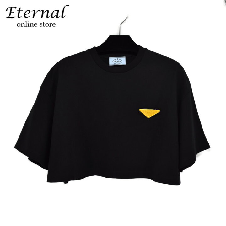 楽天市場】【新品同様】PRADA プラダ クロップド丈 Tシャツ ロゴ 