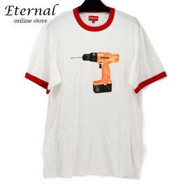 【中古】SUPREME シュプリーム 18SS Drill Ringer Tee sizeL ホワイト レッド