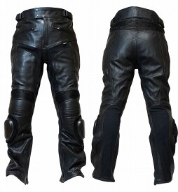 P09 本革 カウハイドレザーパンツ【牛革】【送料無料】ブーツアウト バンクセンサー付 メンズ【Clooney】革パンツ バイク用 春秋冬
