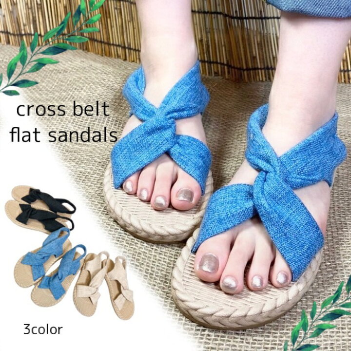 サンダル 24.5cm カジュアル ペタンコ ブルー BLUE ビーチサンダル 