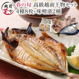 プレゼント 干物 ギフト 干物セット 送料無料 春の旬 干物【冷凍】干物 1位 一夜干し 4種8尾 味噌漬け ( 赤魚 さば ) 2種 西京漬け セット 越前産 贈り物 贈答品 贈答用 プレゼント