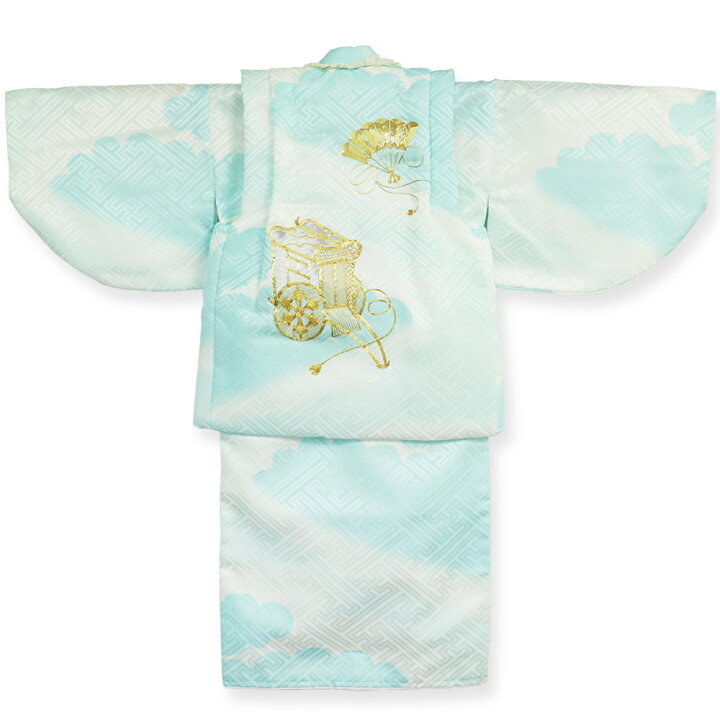楽天市場】男児 袷一つ身セット 金刺繍 青雲取り地紋織 綿入れでんち 