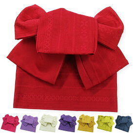 作り帯 七宝献上浴衣帯 両面小袋半幅帯 つばめ結び帯