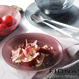 【一部即納】fiona / フィオナガラス サラダプレート ペアセット（2枚入り）【直径21cm】BOX入 シンプル 食器 北欧 カフェごはん おしゃれ 皿 器 新居祝い 新生活 結婚 お祝い ギフトボックス 化粧箱 プレゼント