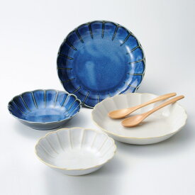 【5/9 20:00～5/16 1:59 ポイント5倍】釉変り　カレー＆サラダ揃【直径22cm】プレゼント スプーン 化粧箱 ギフトセット カフェ風 Japanese 和食器 カレー皿 サラダボウル 鉢 シンプル ペアセット ギフトボックス プレゼント 誕生日 お祝い