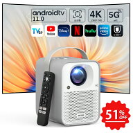 【激安!訳あり】プロジェクター Google TV Netflix搭載 フルHD 1080p 4K対応 高輝度 500ANSI 5G WiFi Blu…